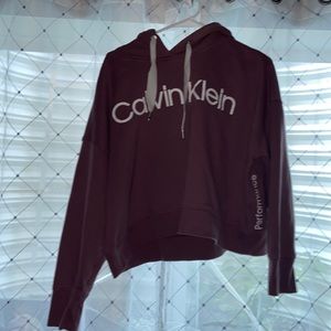 calvin klein purple cropped hoodie